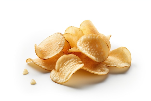 Chips de pommes de terre striées isolées sur fond blanc avec collection de chemins de détourage