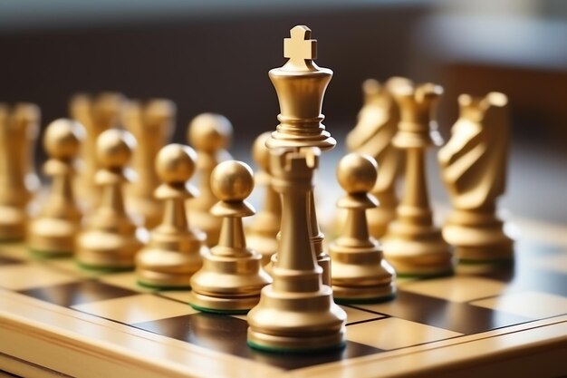 Échiquier avec tactique de stratégie commerciale et compétition d'un jeu d'échecs Affaires et leadership