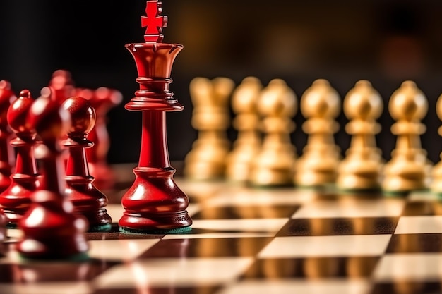 Échiquier avec tactique de stratégie commerciale et compétition d'un jeu d'échecs Affaires et leadership