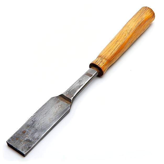 Chisel avec lame d'acier et poignée de bois un outil utilisé pour Ca isolé propre blancs BG Articles de conception