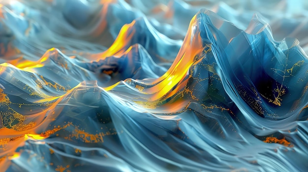 Un choc vibrant de couleurs une peinture acrylique abstraite hypnotisante qui capture l'interaction dynamique de l'orange ardent et du bleu froid