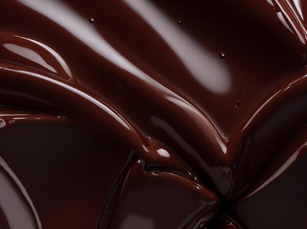 Le chocolat brillant est un gros plan de la texture du chocolat liquide.