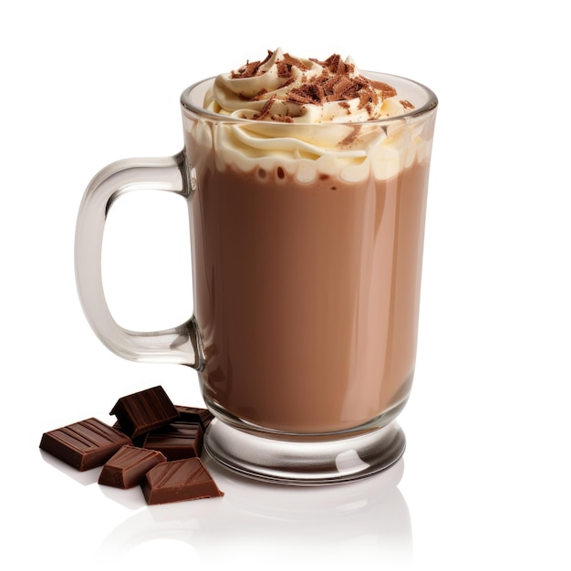 Chocolat chaud Baileys isolé sur fond blanc IA générative