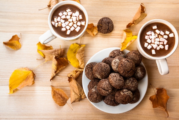 chocolat chaud avec des biscuits