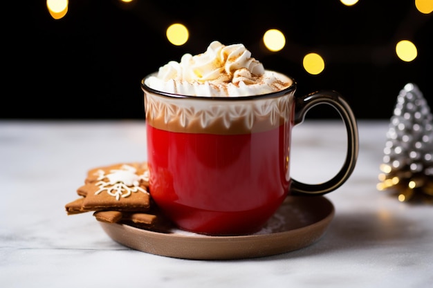 Le chocolat chaud classique, la chaleur riche et le cognac à la crème, les vacances de Noël.