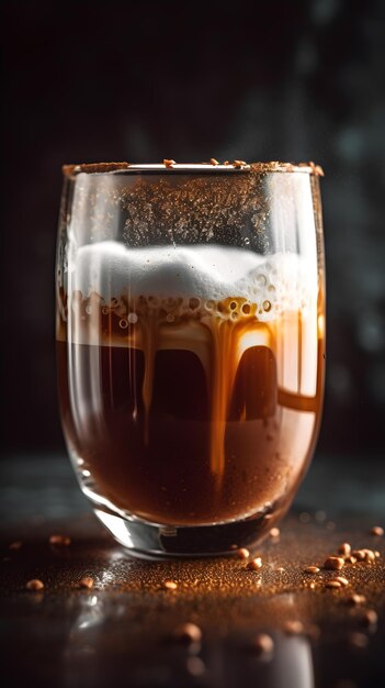 un chocolat chaud dans un verre irlandais minimaliste