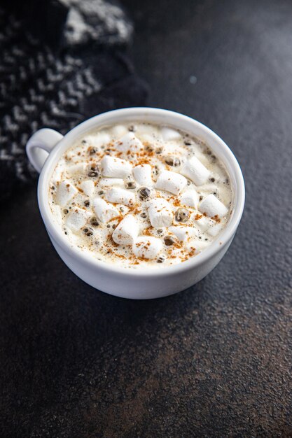 Chocolat chaud à la guimauve ou au chocolat, boisson, café, boisson chaude, repas, collation, copie, espace