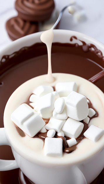 Chocolat chaud avec des mini marshmallows