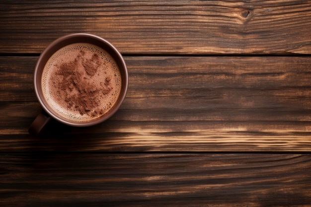 Un chocolat chaud riche et crémeux surmonté d'un tourbillon tentant servi dans une tasse élégante