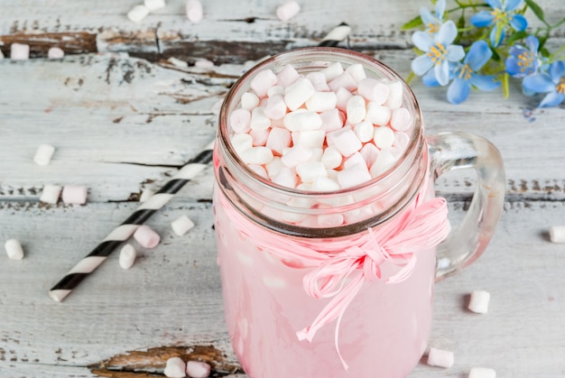 Chocolat Chaud Rose à La Guimauve