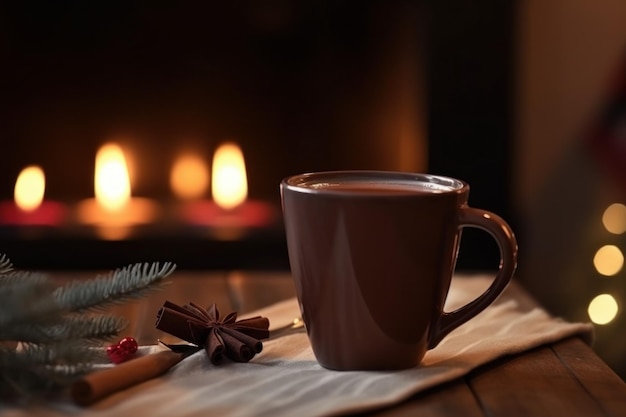 Chocolat chaud sur table Générer Ai