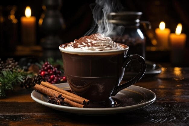 Photo chocolat chaud une tasse capturer publicité professionnelle photographie culinaire