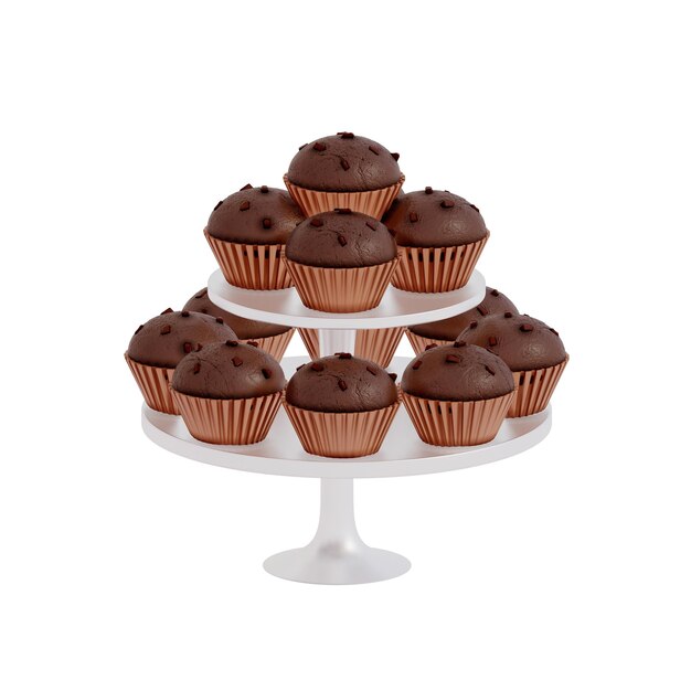 Photo chocolat dessert 3d clipart sur un fond blanc rendu 3d