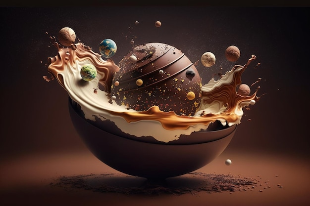 chocolat flottant dans l'univers,