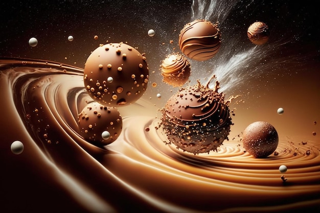 chocolat flottant dans l'univers,