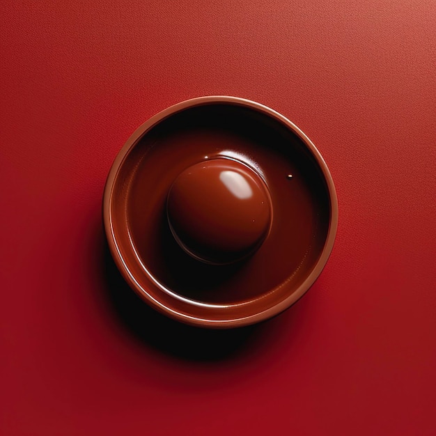 Chocolat sur fond rouge avec des gouttes de chocolat