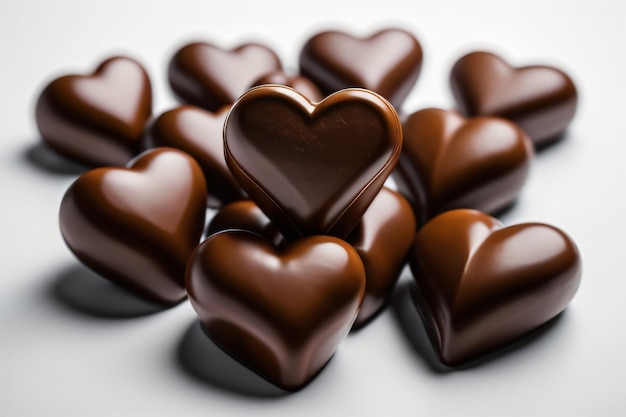 Un Chocolat En Forme De Coeur Les Chocolats En Forme De Coeur Sont Sur Un Fond Blanc.