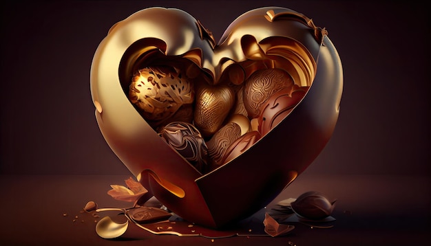 Un chocolat en forme de coeur est en forme de coeur