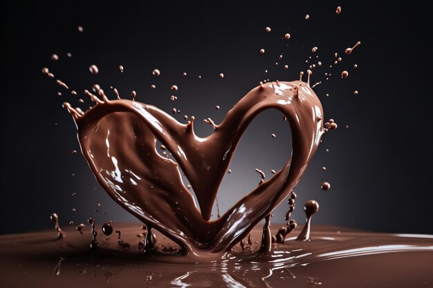 Un chocolat en forme de coeur est versé dans une forme de coeur.