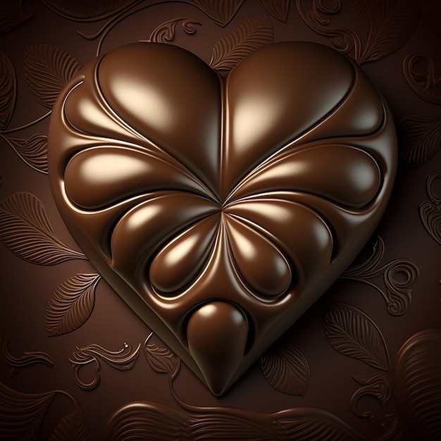 Un chocolat en forme de coeur avec le mot amour dessus