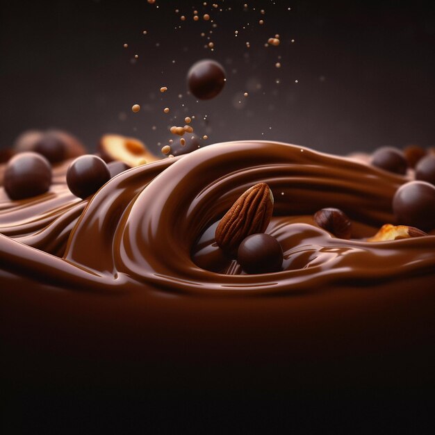 Chocolat gros plan illustration fond doux généré par l'IA