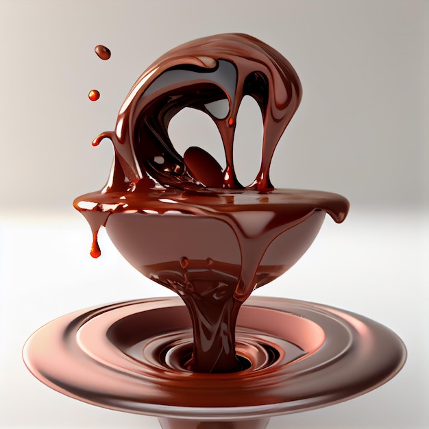 Chocolat liquide noir sucré qui coule
