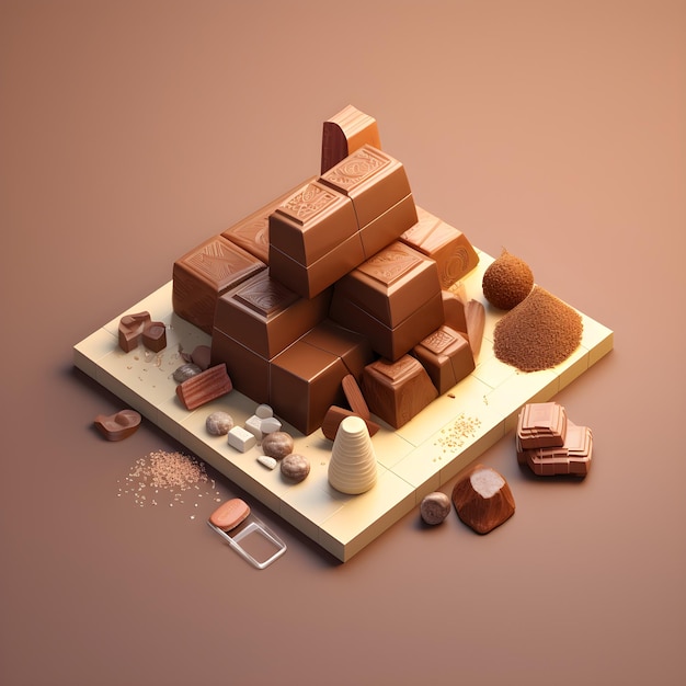 chocolat lowpoly 3d