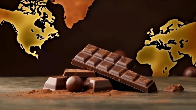 Chocolat noir le concept de l'espace de copie de la Journée mondiale du chocolat AI généré