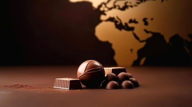 Chocolat noir le concept de l'espace de copie de la Journée mondiale du chocolat AI généré