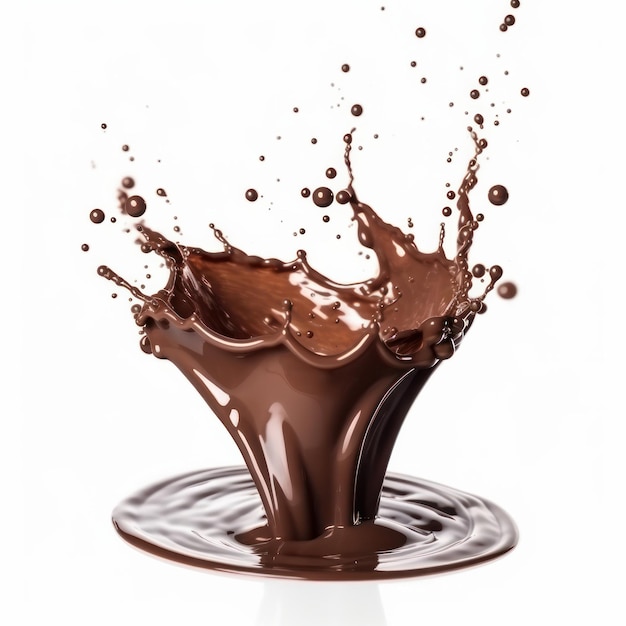 Le chocolat noir entre en collision avec l'eau créant un beau tourbillon de cacao et de liquide