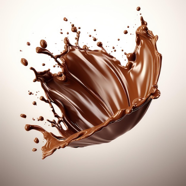 Chocolat splash liquide isolé sur blanc pour l'impression de produit de conception web