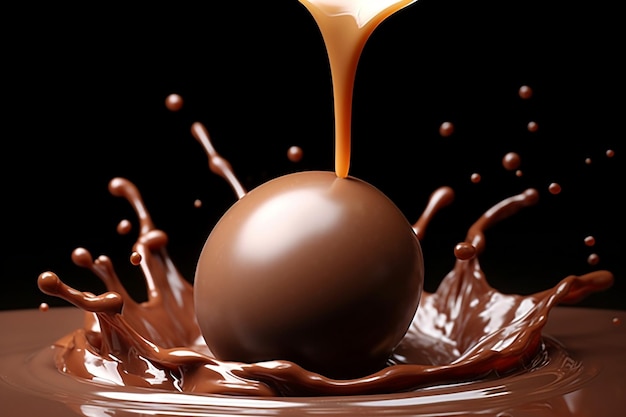 Chocolat tombant dans le liquide tentant l'indulgence et le délice décadent IA générative