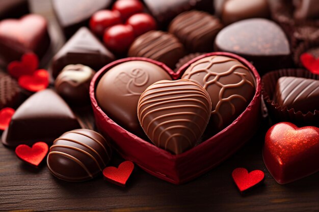 chocolats en forme de cœur douceur chocolats de la Saint-Valentin