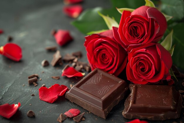 Chocolats et roses AI générés