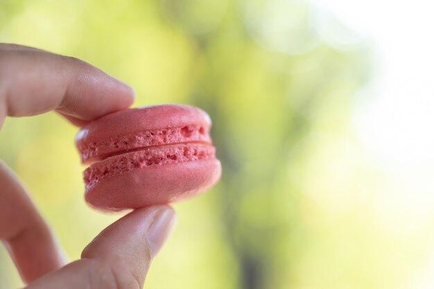 Photo choisissez un macaron rose