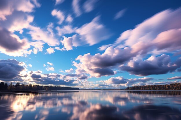 Photo la chorégraphie de l'aube les nuages créent un spectacle captivant en un laps de temps