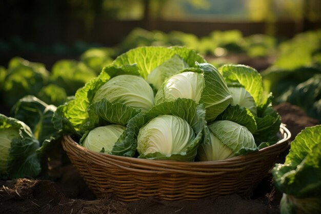 Photo chou vert frais cultivé en serre