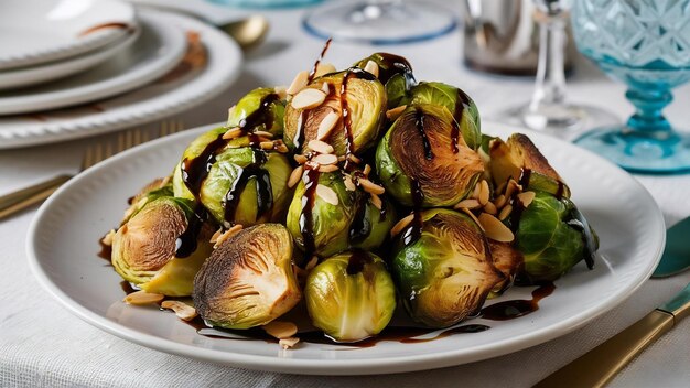 Photo des choux de bruxelles dans l'assiette