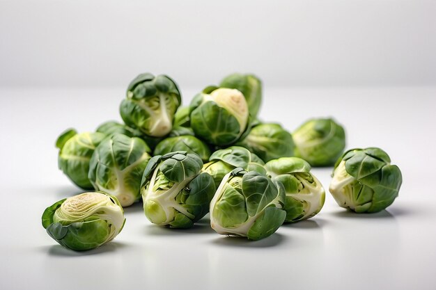 Photo des choux de bruxelles frais sur fond blanc