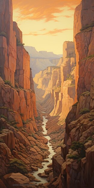 Photo chris michelson une peinture du grand canyon dans le style de dalhart windberg