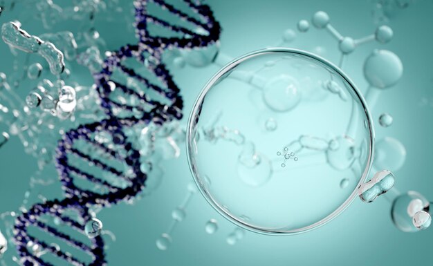 chromosome d'hélice ou structure de l'ADN technologie de la science de base illustration de rendu 3D