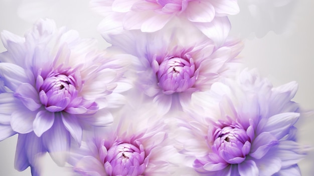 Chrysanthème rose et blanc Fleurs de chrysanthèmes violets blancs sur fond blanc Généré par AI