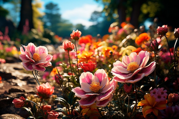 le chrysanthème rose fleurit dans le jardin