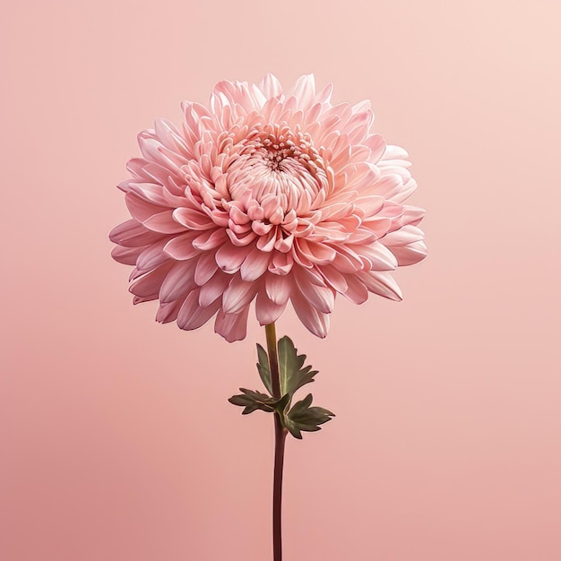 chrysanthème rose sur fond rose pastel
