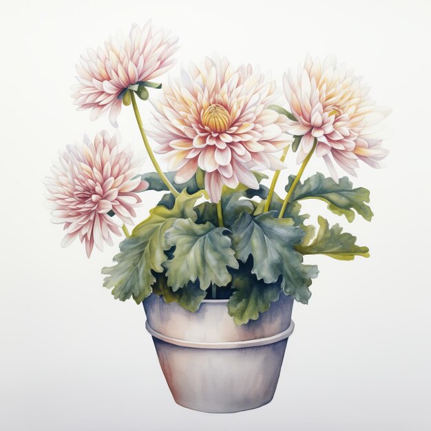 Les chrysanthèmes à l'aquarelle Une illustration méticuleusement réaliste