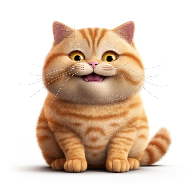 Chubby Orange, l'adorable Britannique à cheveux courts, un mignon personnage de dessin animé illustré en 3D.