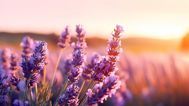 Les chuchotements de la lavande Se concentrent sélectivement sur une belle fleur de lavande