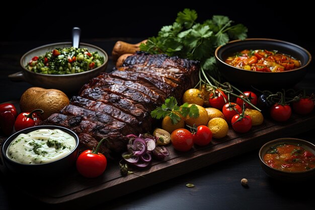 Photo churrasco, plat de viande de la cuisine latino-américaine