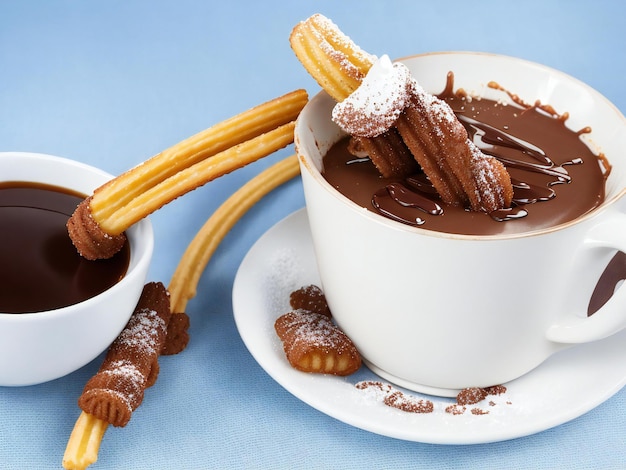 Churros dessert avec café et chocolat ai généré