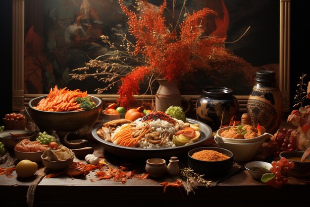 Chuseok fête traditionnelle coréenne Les Coréens se rendent généralement dans leur pays d'origine pour rencontrer leurs parents à l'automne le jour de Thanksgiving cadeaux de vacances nourriture traditionnelle